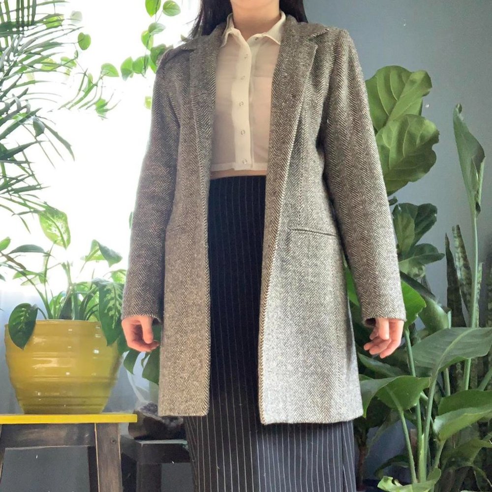 Classic Herringbone Button Up Jacket - image 2